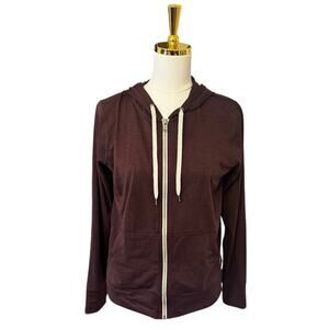 Vuori Halo Performance Hoodie Fig Heather Full Zip Lightweight Sweatshirt/S